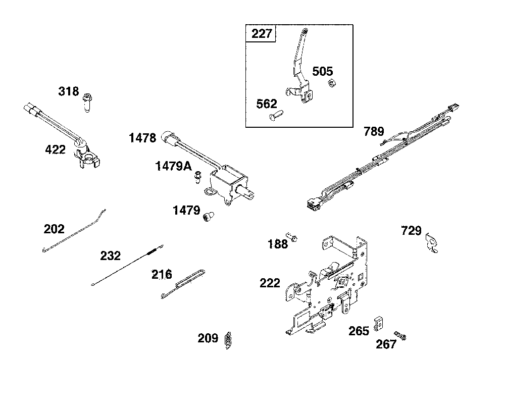 Controls Diagram and Parts List for 13AL78XT091  MTD Lawn Tractor