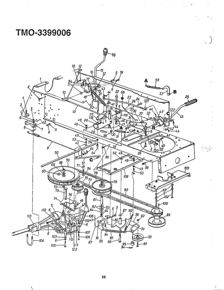 Garden Tractor 3 Diagram and Parts List for 3399006  MTD Lawn Tractor