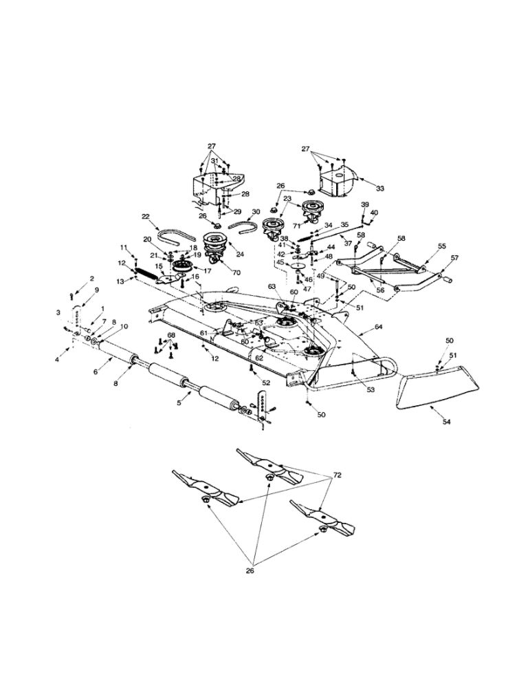 Deck P Assembly Diagram and Parts List for 820 THRU 828 MTD Lawn Tractor