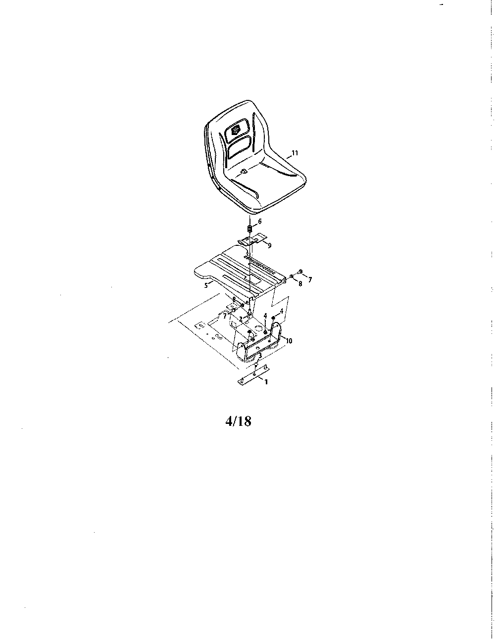 Seat Diagram and Parts List for 13AAA1ZW099  MTD Lawn Tractor