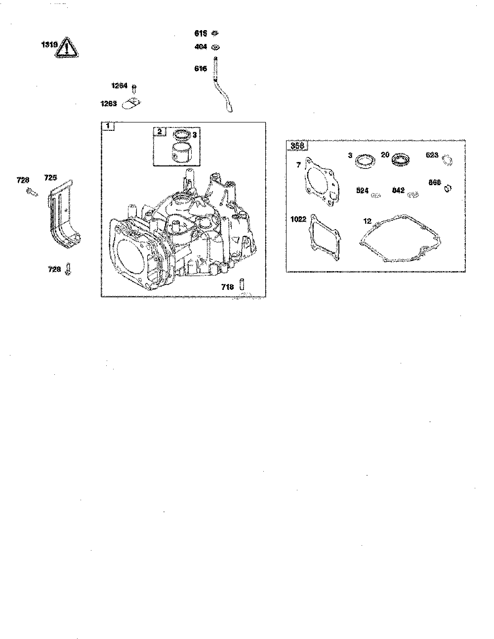 Cylinder Diagram and Parts List for 12AVP7BB799  MTD Lawn Mower
