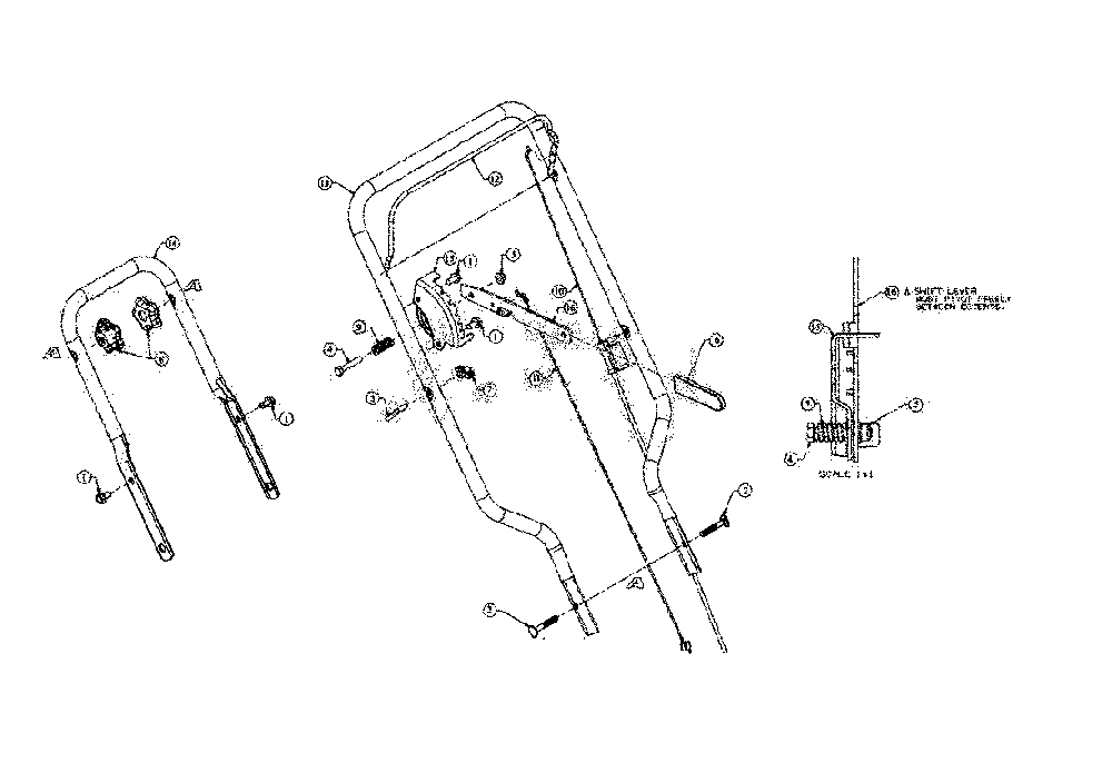 Handle assembly Diagram and Parts List for 25B-55S793  MTD Edger