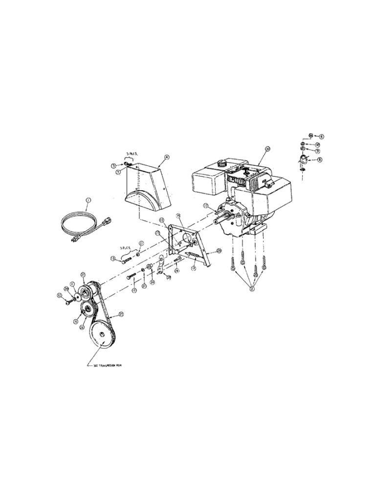 Engine Diagram and Parts List for 993  MTD Snow Blower