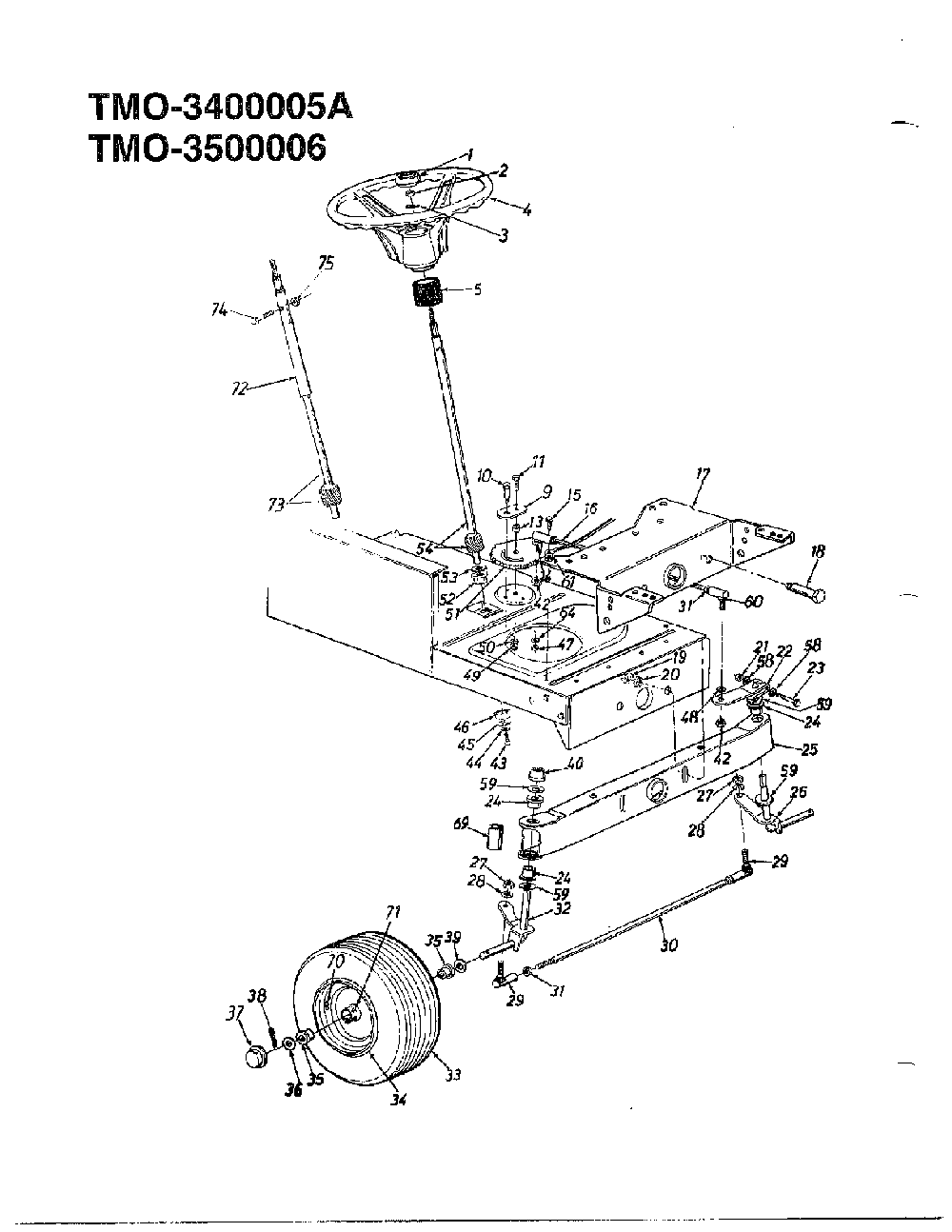 18hp 42"/46" tractors/wheel chart Diagram and Parts List for 3400005A  MTD Lawn Tractor