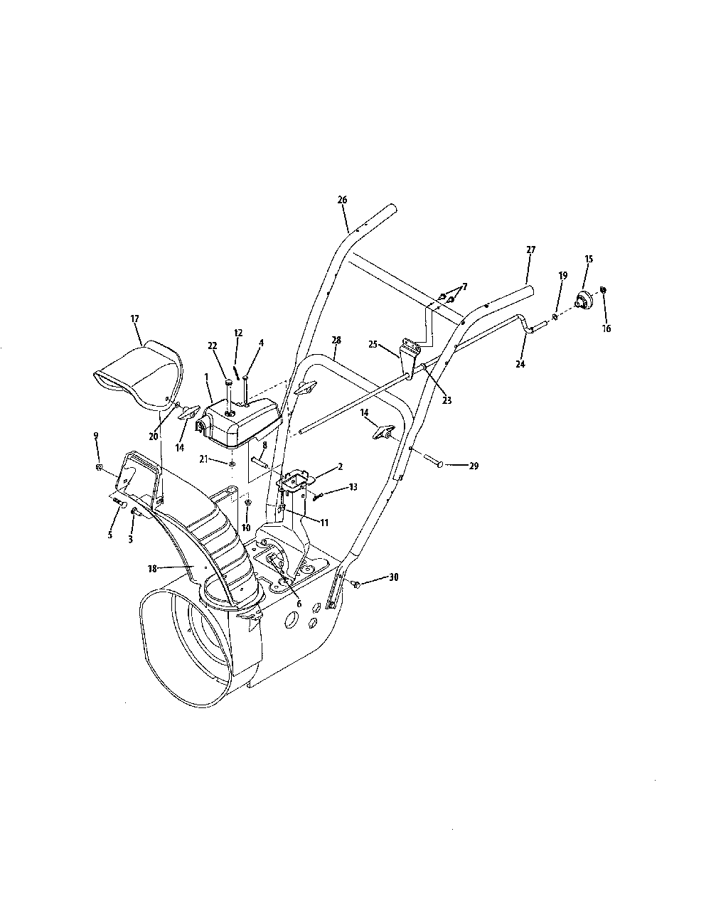 Extended chute-b&s/tecumseh engines Diagram and Parts List for 31A-62EE729  MTD Snow Blower