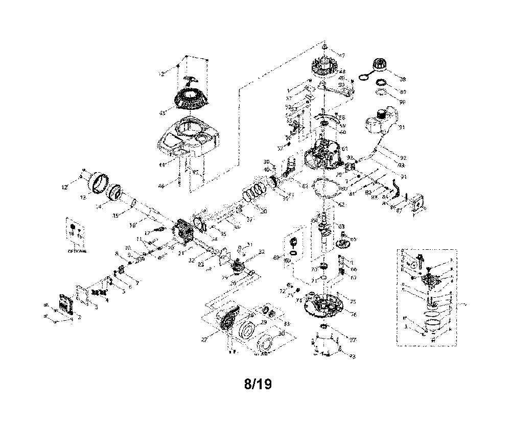 Engine Diagram and Parts List for 25B-55S793  MTD Edger
