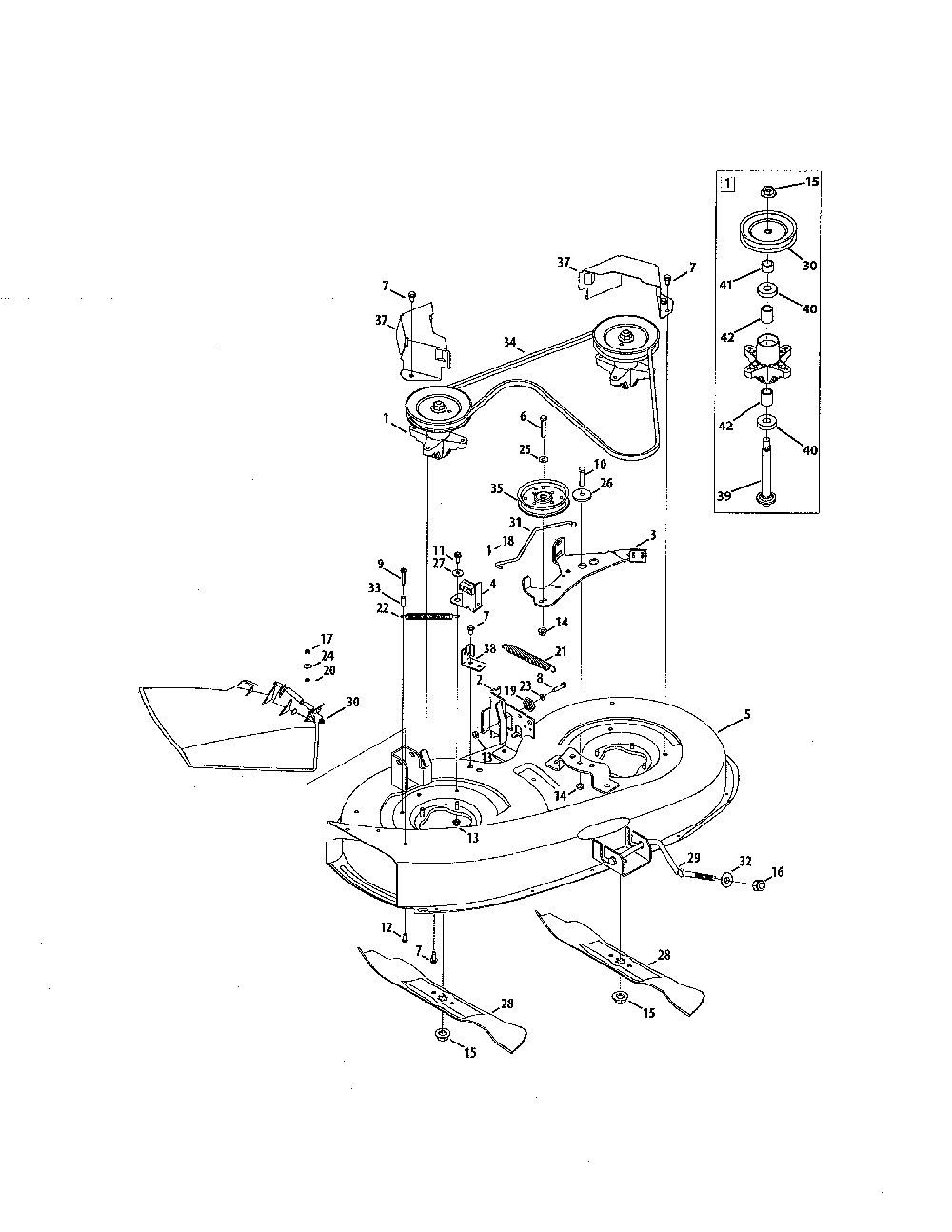 38" deck Diagram and Parts List for 13WC76LF031  MTD Lawn Tractor