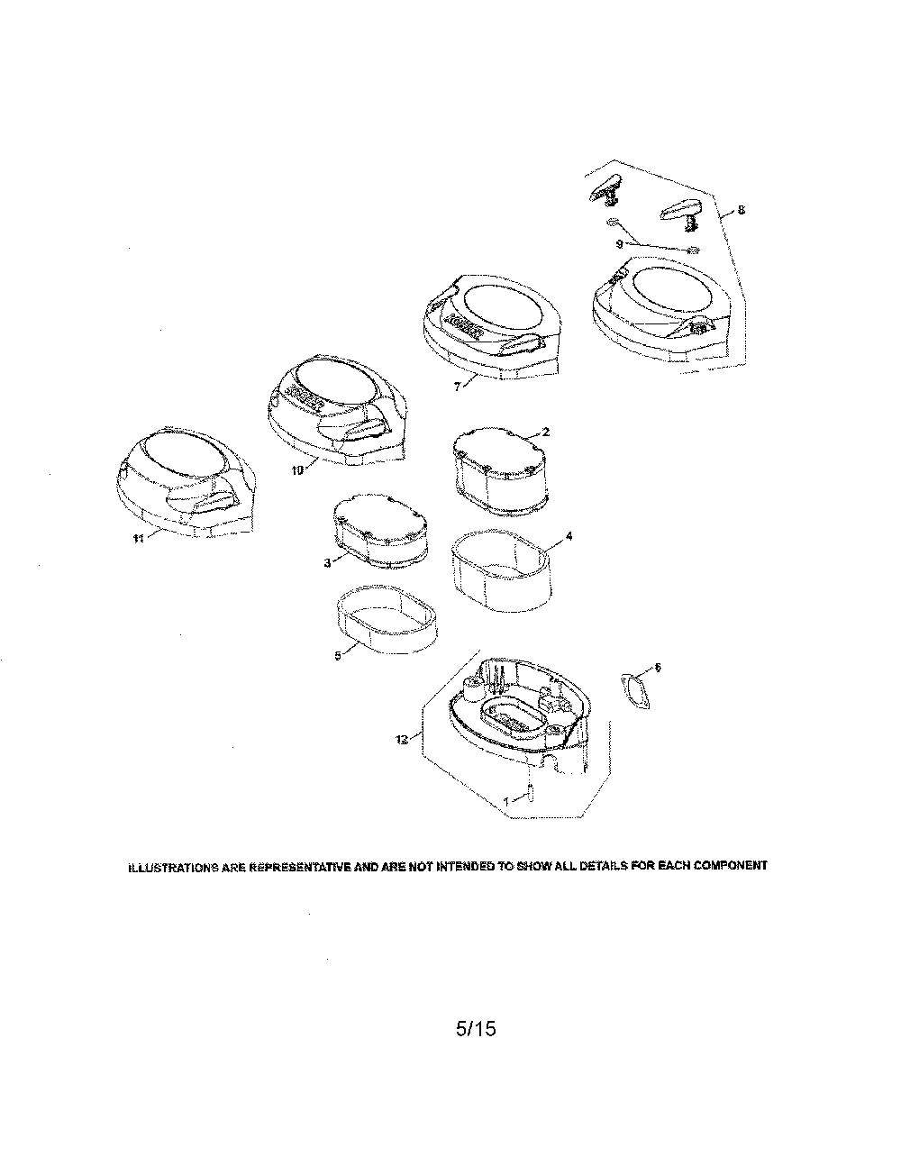 Air intake Diagram and Parts List for 13ATA1ZT099  MTD Lawn Tractor