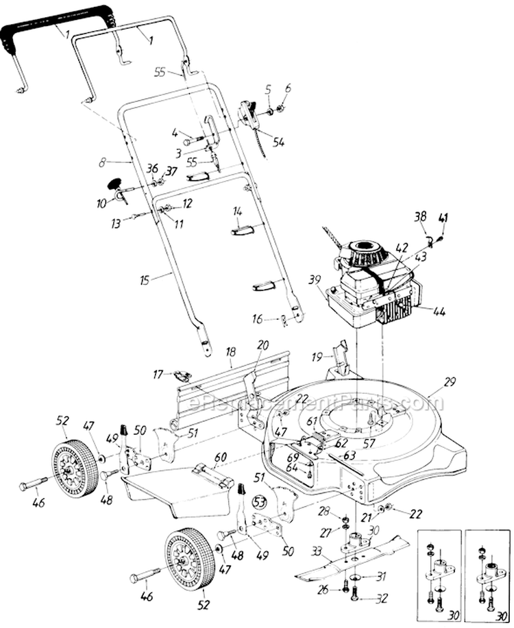 Page A Diagram and Parts List for 110-074R033 72068 -1990 MTD Lawn Mower