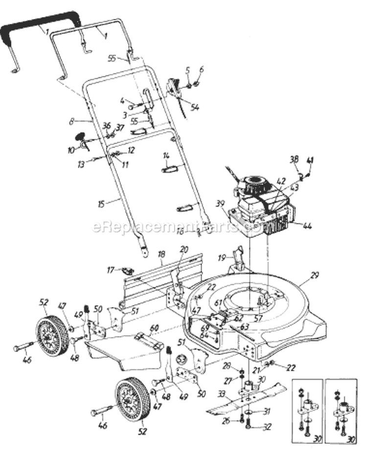 Page A Diagram and Parts List for 110-077R033 72761 -1990 MTD Lawn Mower