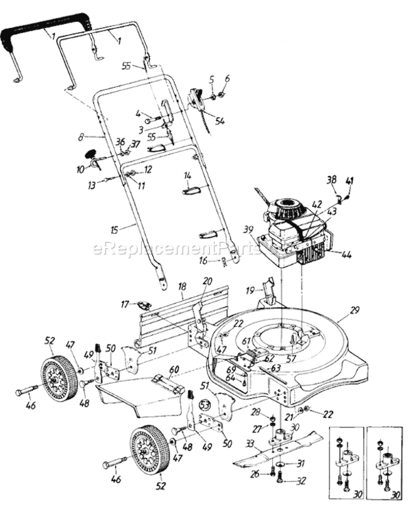 Page A Diagram and Parts List for 110-080R034 1990 MTD Lawn Mower