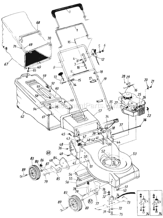 Page A Diagram and Parts List for 110-410R034 1990 MTD Lawn Mower