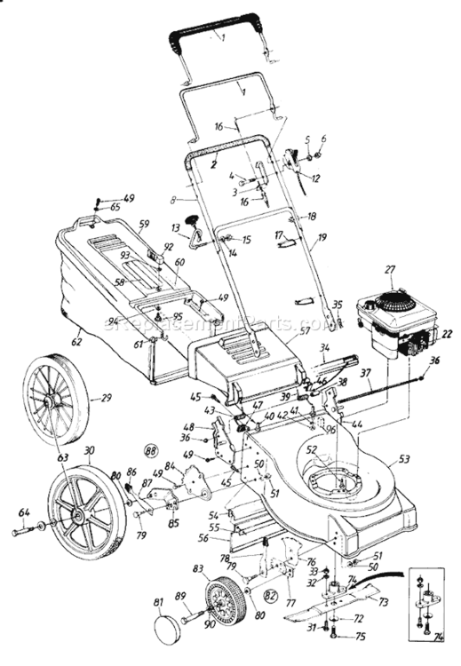 Page A Diagram and Parts List for 110-516R192 1990 MTD Lawn Mower