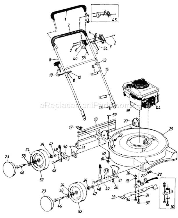 Page A Diagram and Parts List for 110098R 1990 MTD Lawn Mower