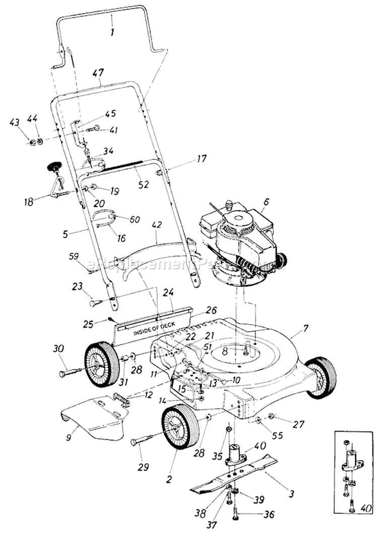 Page A Diagram and Parts List for 11050C 1986 MTD Lawn Mower