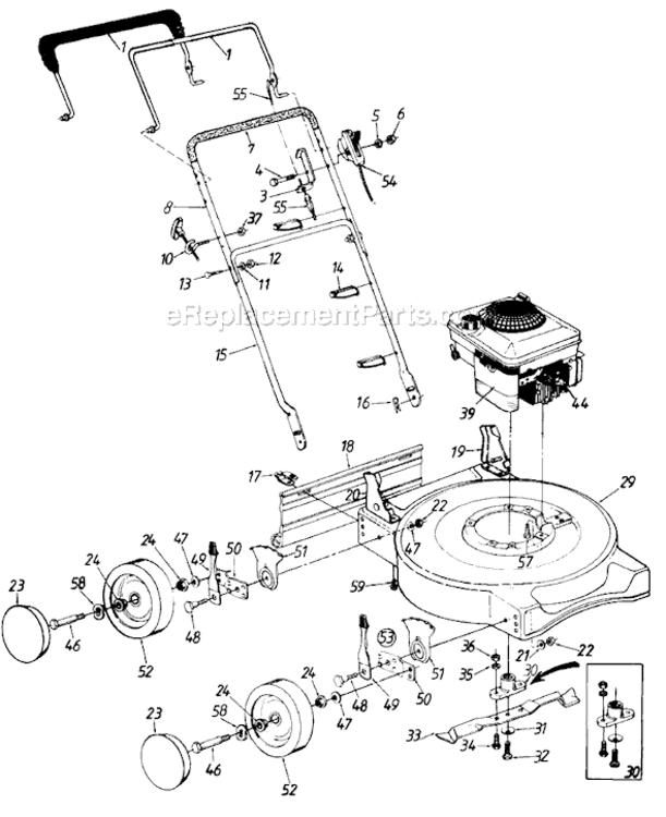 Page A Diagram and Parts List for 111-095R013 1991 MTD Lawn Mower