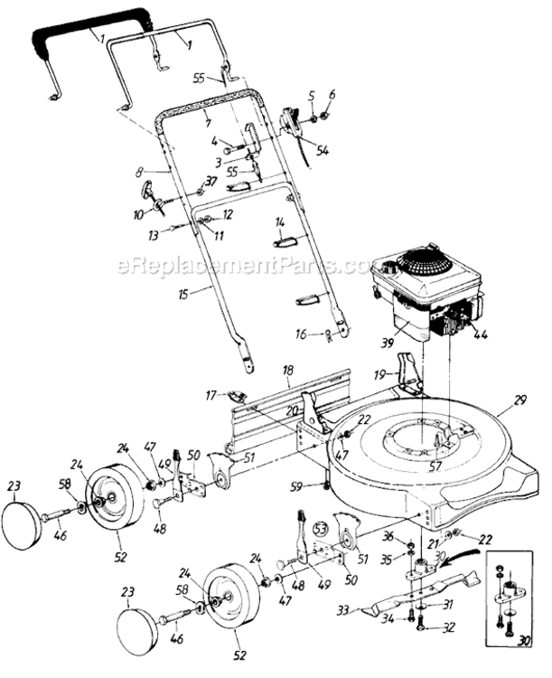 Page A Diagram and Parts List for 111-097R000 1991 MTD Lawn Mower