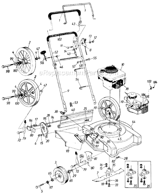Page A Diagram and Parts List for 111-502R000 1991 MTD Lawn Mower