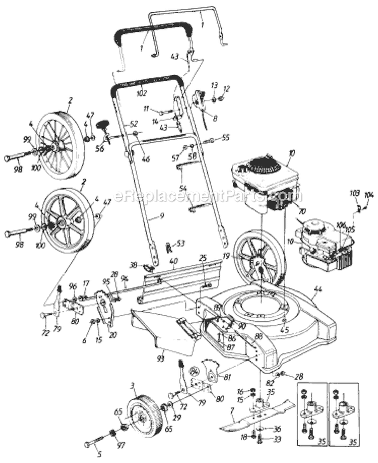 Page A Diagram and Parts List for 111-506R033 73517 -1991 MTD Lawn Mower