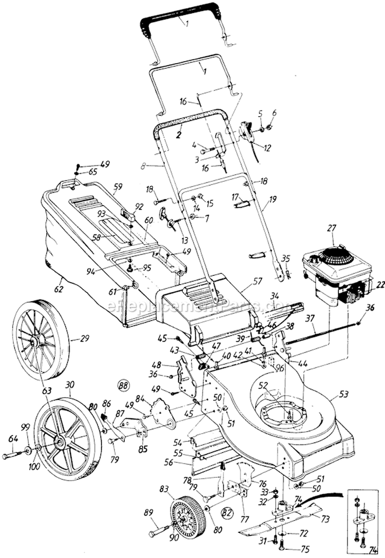 Page A Diagram and Parts List for 111-516R033 75522 -1991 MTD Lawn Mower
