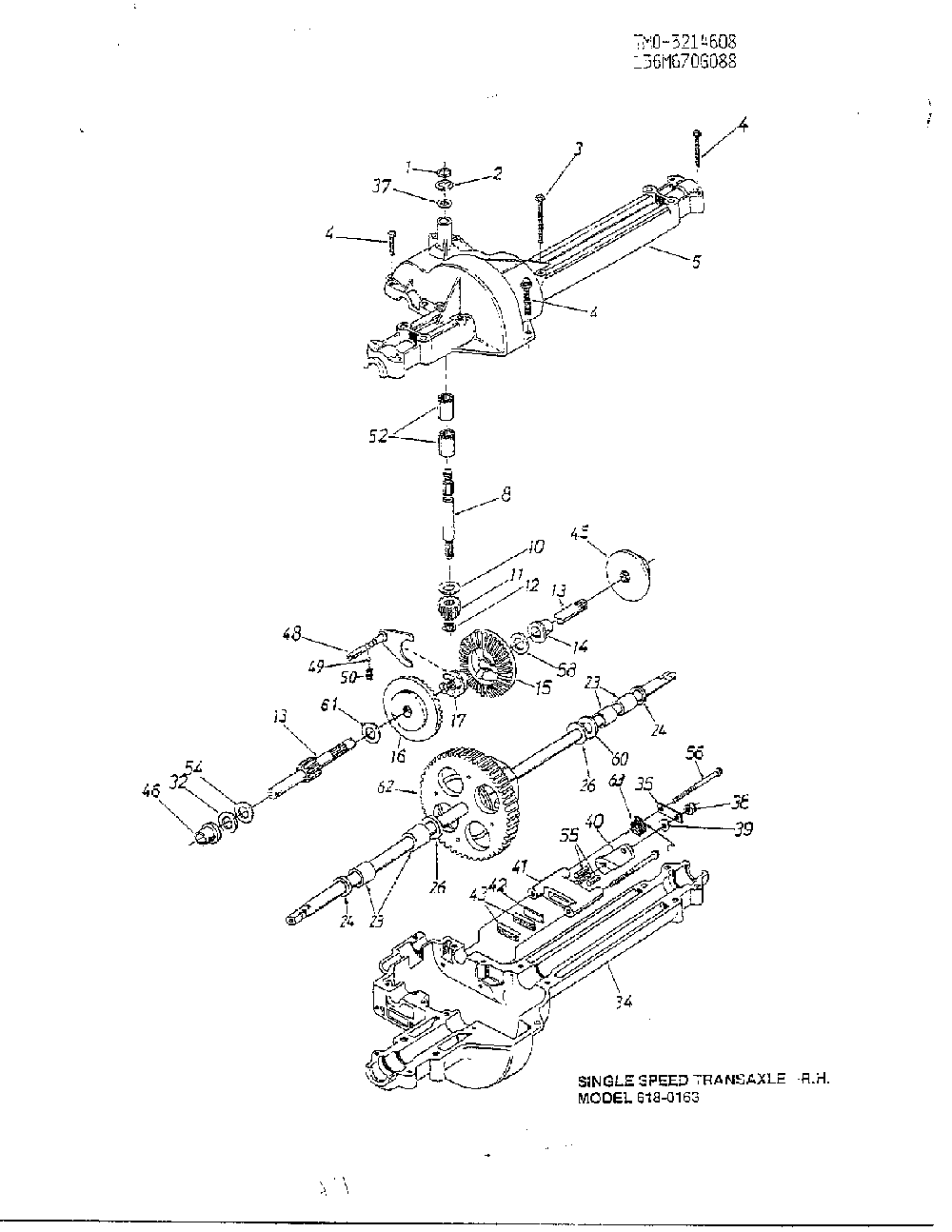Single speed transaxle Diagram and Parts List for 3214608  MTD Lawn Tractor