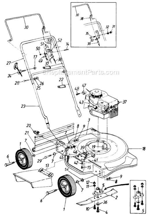Page A Diagram and Parts List for 112-040R130 1992 MTD Lawn Mower