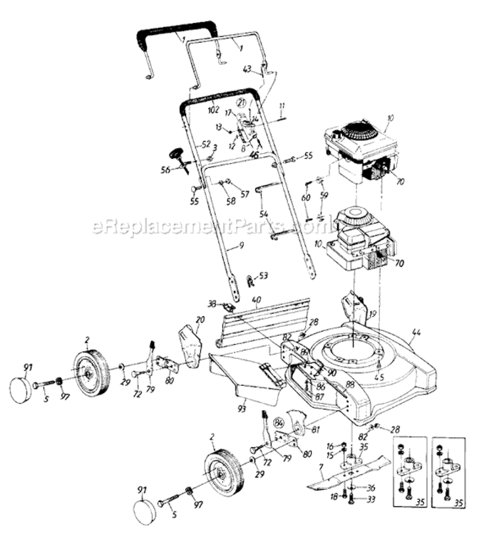Page A Diagram and Parts List for 112-202R054 481-0719 1992 MTD Lawn Mower