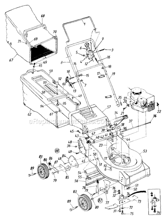 Page A Diagram and Parts List for 112-413R352 1992 MTD Lawn Mower