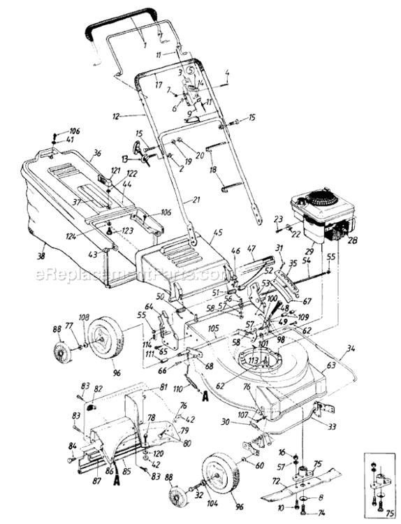 Page A Diagram and Parts List for 112-438R018 1992 MTD Lawn Mower