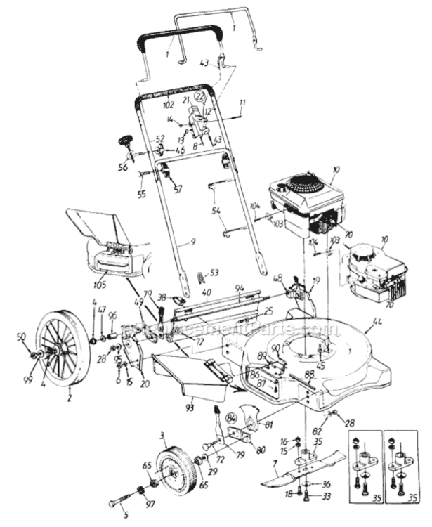 Page A Diagram and Parts List for 113-508A382 1993 MTD Lawn Mower
