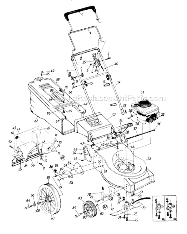 Page A Diagram and Parts List for 113-518A702 1993 MTD Lawn Mower