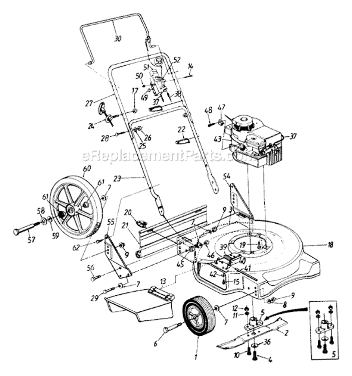 Page A Diagram and Parts List for 113-570A000 1993 MTD Lawn Mower