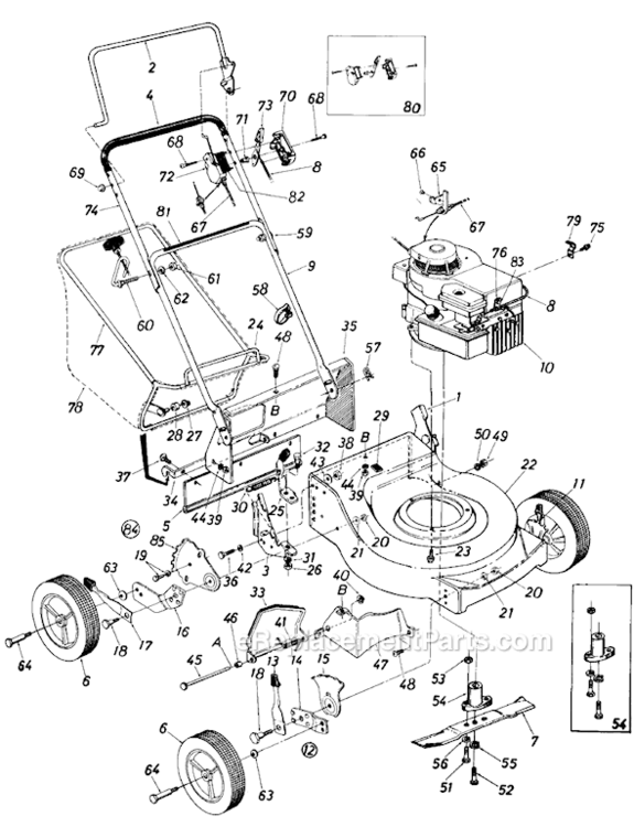 Page A Diagram and Parts List for 11312S 1985 MTD Lawn Mower