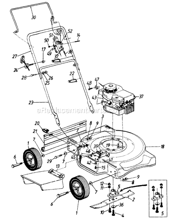 Page A Diagram and Parts List for 114-040A009 1994 MTD Lawn Mower