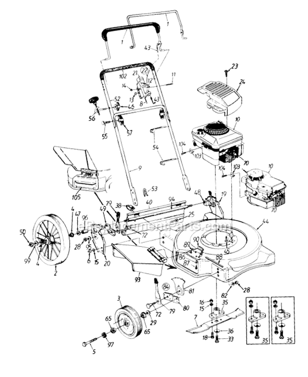 Page A Diagram and Parts List for 114-505A009 1994 MTD Lawn Mower