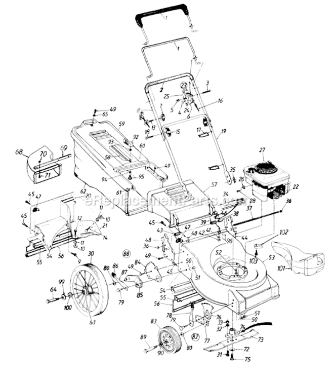 Page A Diagram and Parts List for 114-518A105 1994 MTD Lawn Mower