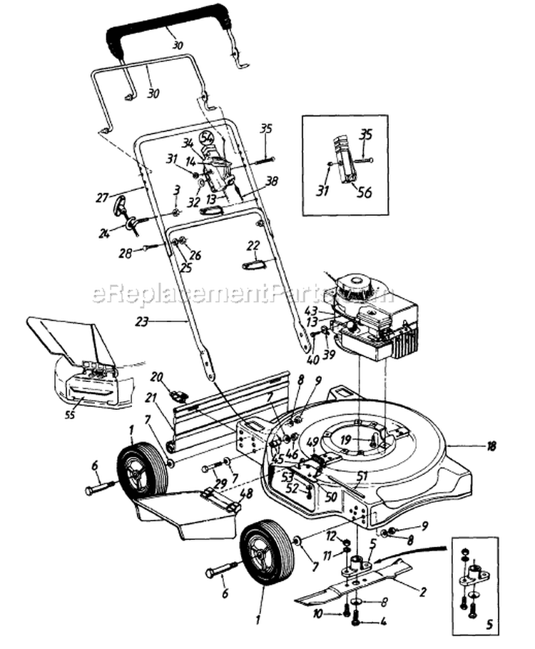 Page A Diagram and Parts List for 115-050A352 1995 MTD Lawn Mower