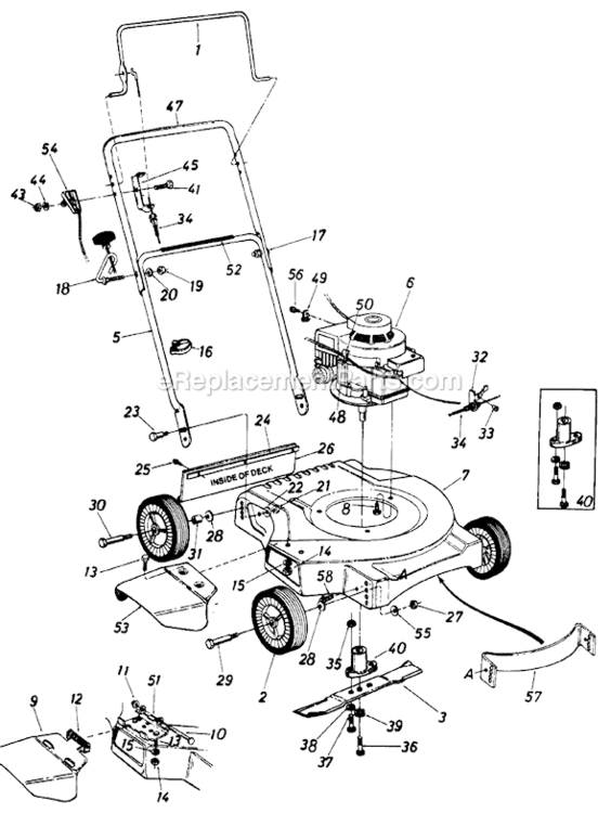 Page A Diagram and Parts List for 115-051-002 1985 MTD Lawn Mower