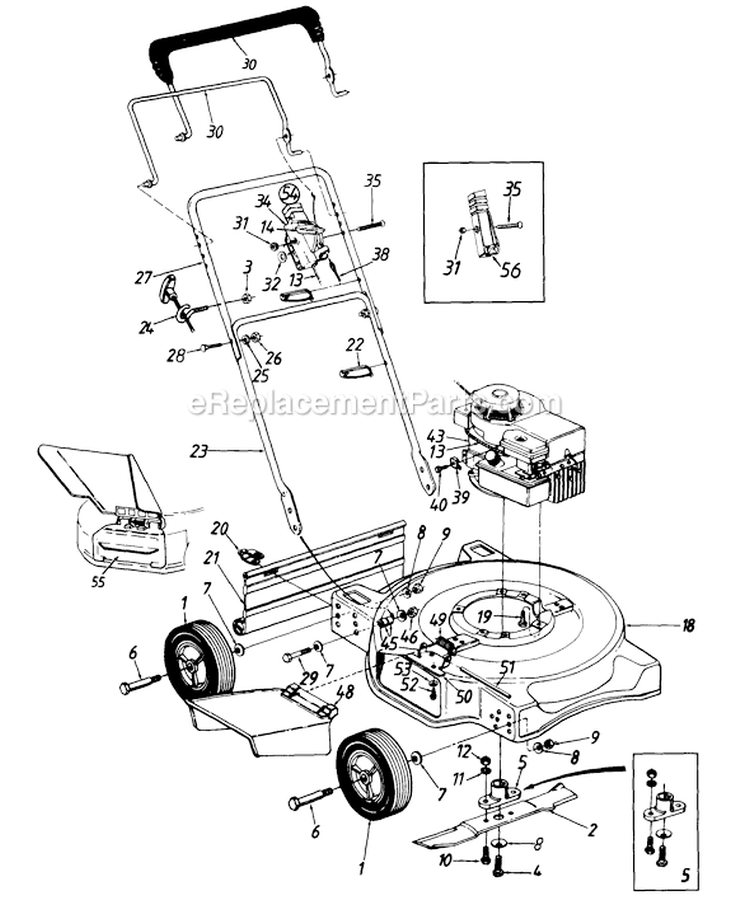 Page B Diagram and Parts List for 115-060A000 1995 MTD Lawn Mower
