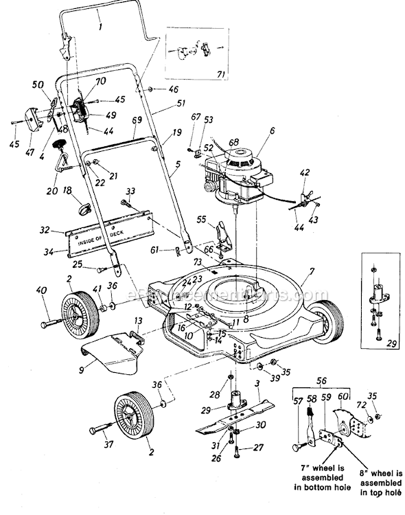 Page A Diagram and Parts List for 115-072-000 1985 MTD Lawn Mower