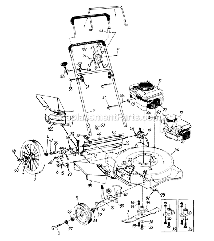 Page A Diagram and Parts List for 115-507D000 1995 MTD Lawn Mower