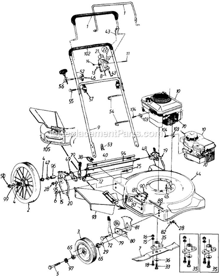 Page A Diagram and Parts List for 115-508C000 1995 MTD Lawn Mower
