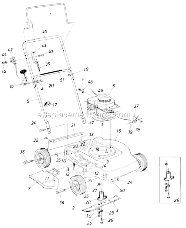 Page A Diagram and Parts List for 116-020-000 1986 MTD Lawn Mower