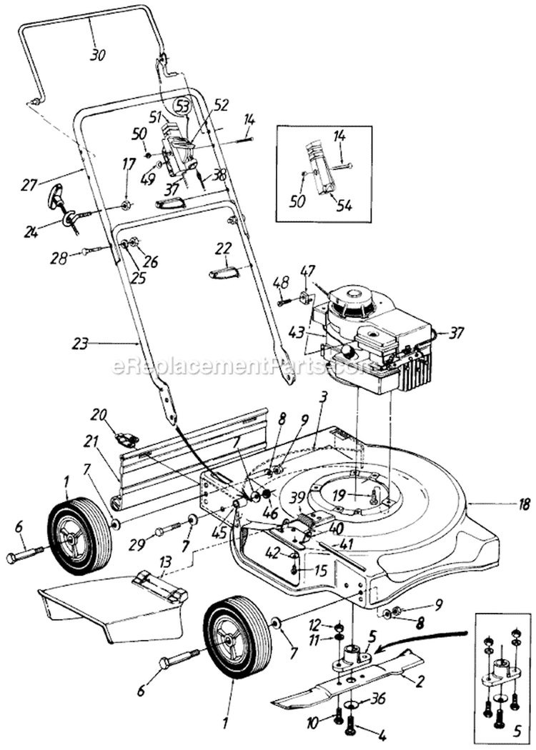 Page A Diagram and Parts List for 116-030A133 1996 MTD Lawn Mower