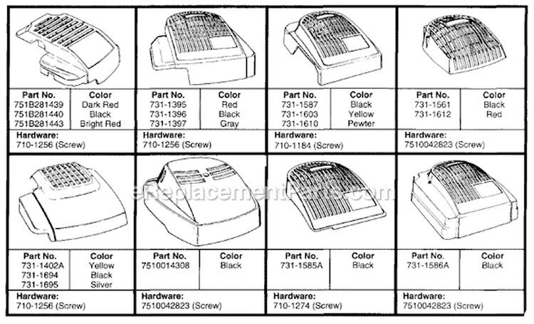 Page B Diagram and Parts List for 116-030A133 1996 MTD Lawn Mower