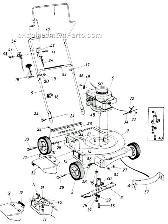 Page A Diagram and Parts List for 116-050-000 1986 MTD Lawn Mower