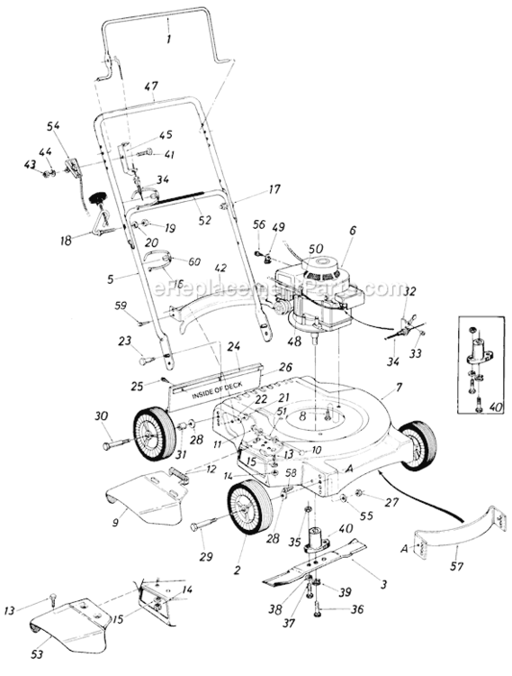 Page A Diagram and Parts List for 116-050-033 1986 MTD Lawn Mower