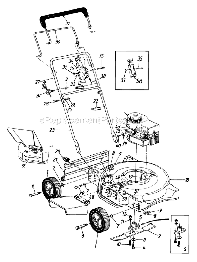 Page A Diagram and Parts List for 116-050A002 1996 MTD Lawn Mower
