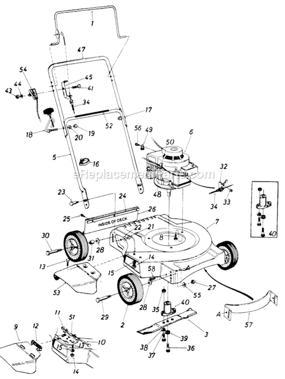 Page A Diagram and Parts List for 116-052-000 1986 MTD Lawn Mower