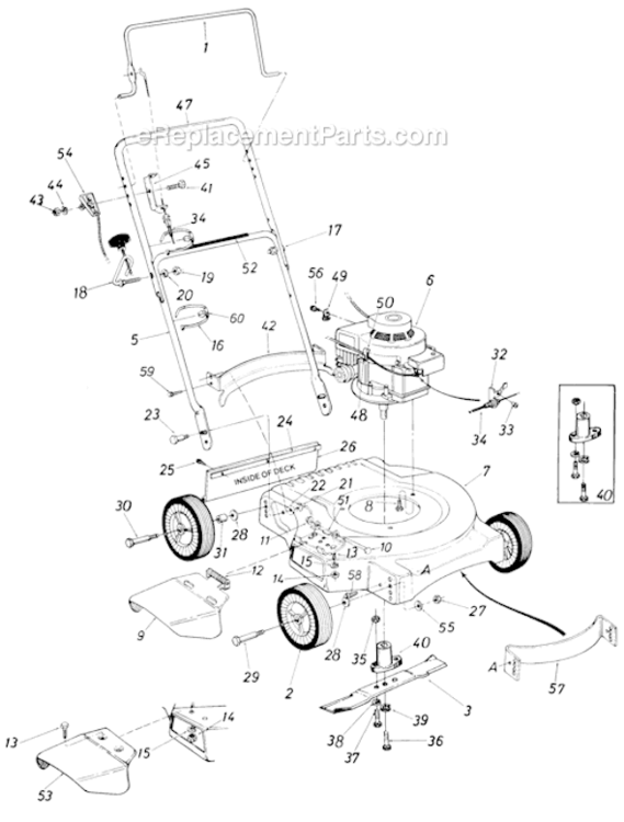 Page A Diagram and Parts List for 116-053-000 1986 MTD Lawn Mower